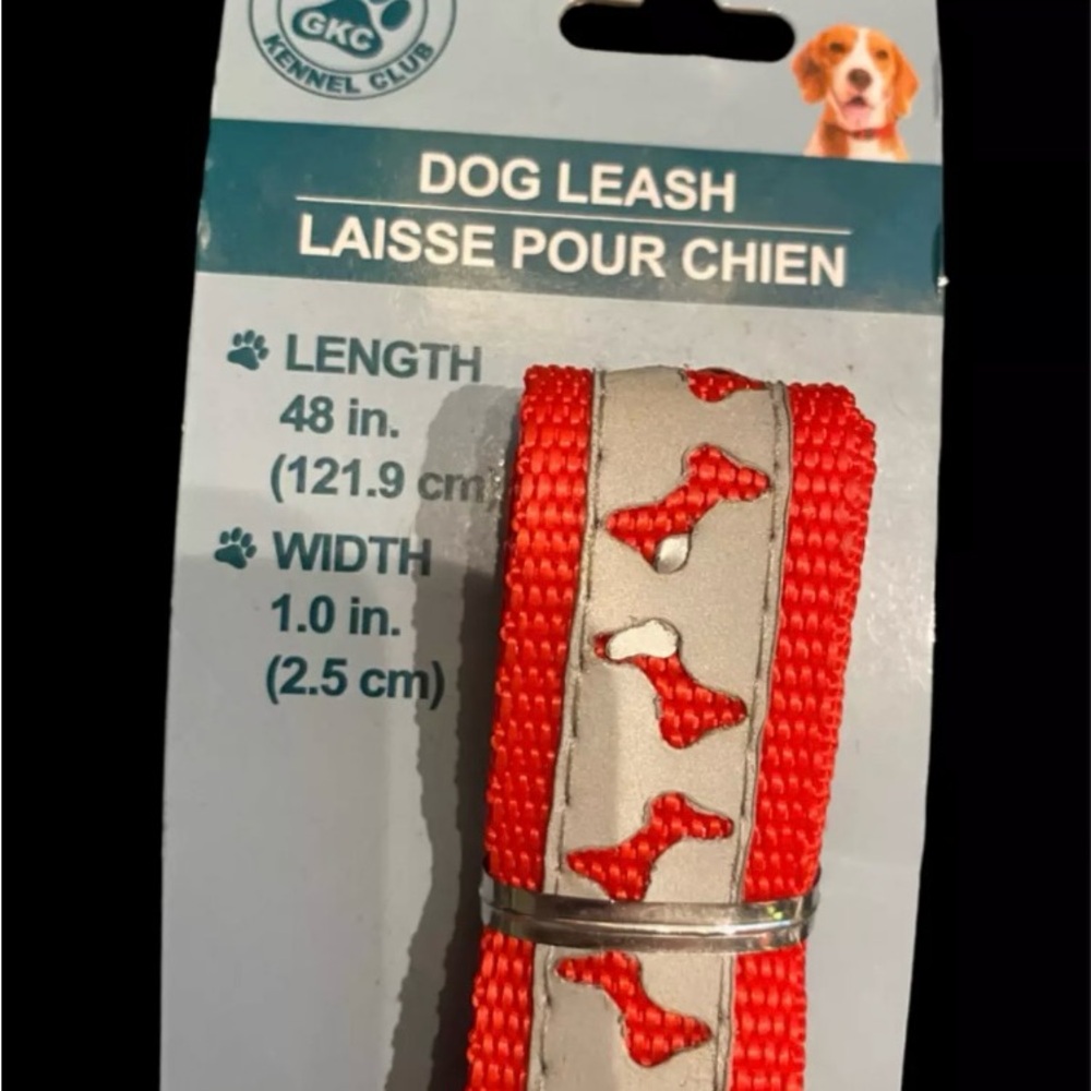Greenbrier Kennel Club Large Dog Leash 48" Long x 1" Wide Red & Gray Bones NEW - Picture 2 of 5